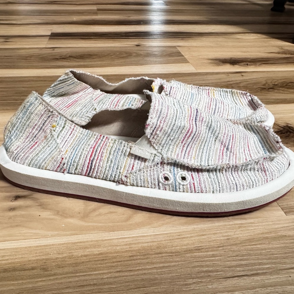 Striped Sanuk Slip-On Shoes